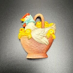 ANRI Italy Terracotta Hen Mother‎ Chickens Basket Figurine Italy Collectible